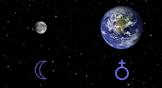 Abbildung: Mond vs. Erde (© δleo)