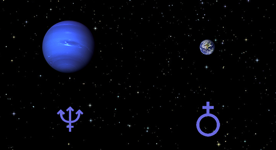 Abbildung: Neptun vs. Erde (© δleo)
